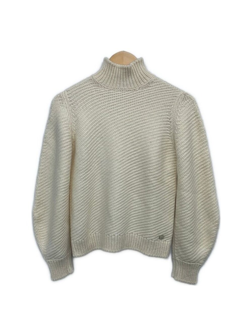 Chanel Long Sleeve Sweater 34 S Ivory High Neck Cashmere Blend
